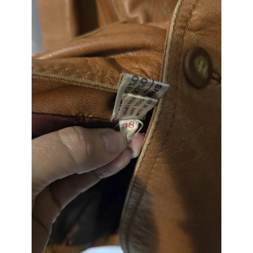 Vartan Designer Collection Vintage Camel Leather Jacket Blazer Coat Size 38 RARE